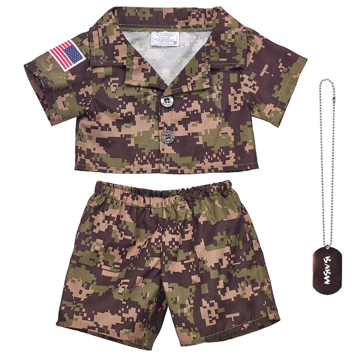 Green Digital Camo Uniform with USA Flag
