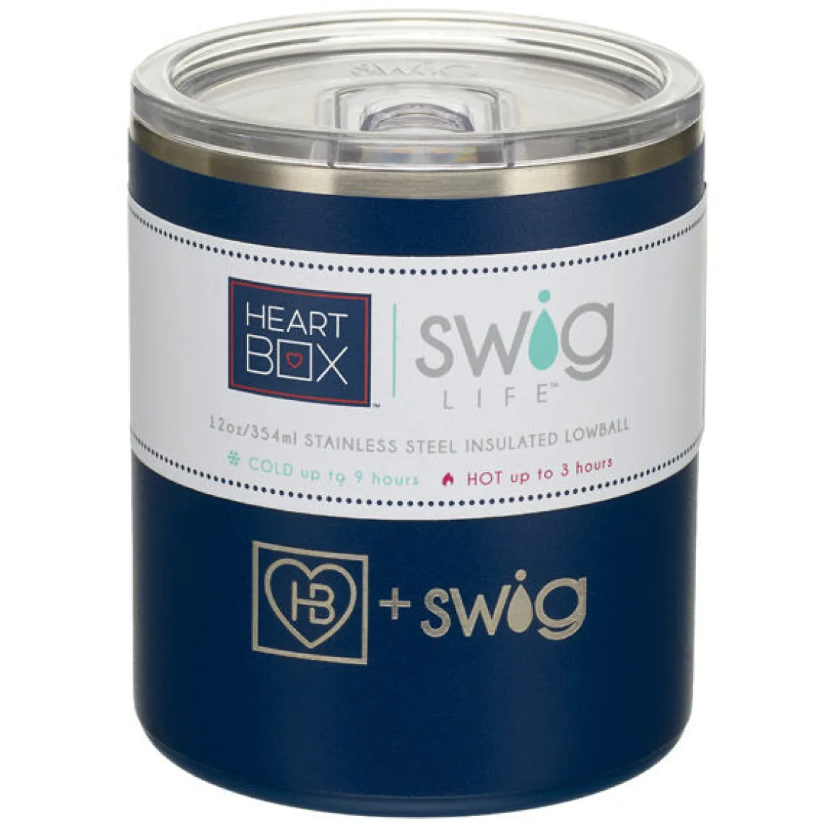 12 oz. HeartBox x Swig Life Navy Insulated Lowball