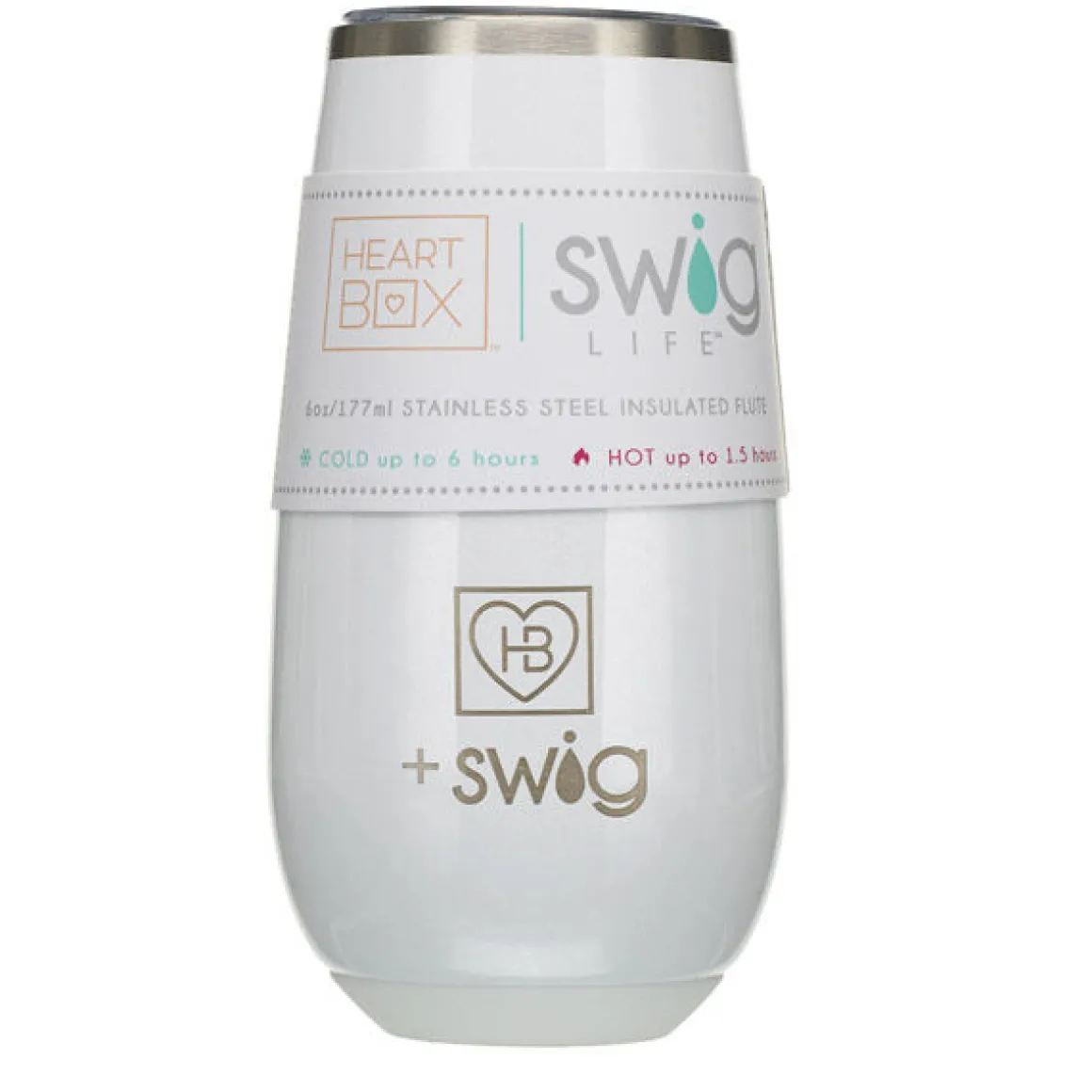 6 oz. HeartBox x Swig Life White Stemless Flute